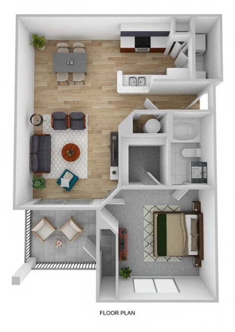 a furnished floor plan of a two bedroom apartment